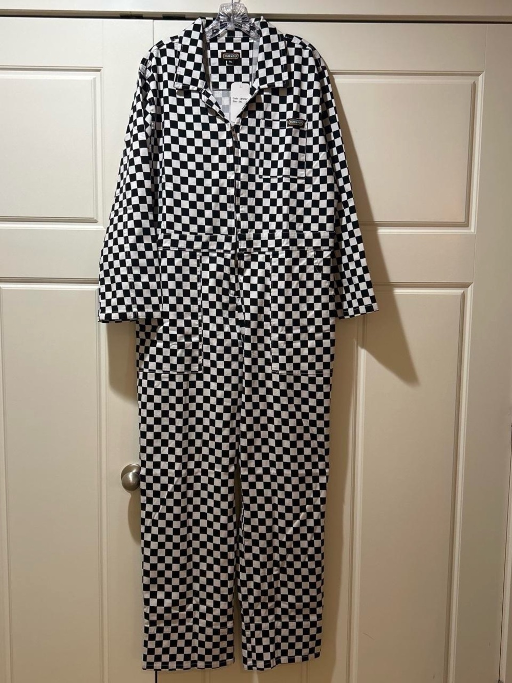 Black & White Checkerboard Women's Utility Jumpsuit